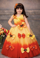 STAJMINADRESSES Girls Maxi/Full Length Party Dress(Yellow, Sleeveless)