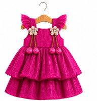 RIMJHIM CREATION Girls Calf Length Casual Dress(Pink, Short Sleeve)