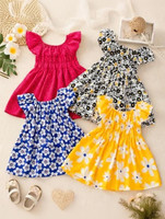TVESA Indi Baby Girls Calf Length Casual Dress(Multicolor, Cap Sleeve)