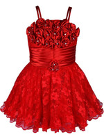 Wishkaro Girls Midi/Knee Length Party Dress(Red, Noodle strap)