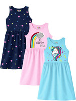 Kuchipoo Girls Midi/Knee Length Casual Dress(Multicolor, Sleeveless)