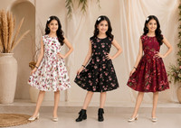 wwo Indi Girls Midi/Knee Length Casual Dress(Multicolor, Sleeveless)