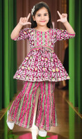 MALLICK GROUP Girls Festive & Party, Wedding, Casual, Formal Angarkha and Sharara Set(Multicolor Pack of 1)