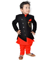 KL Collection Boys Festive & Party Kurta, Waistcoat and Pyjama Set(Red Pack of 1)