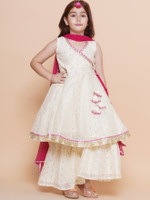 Varni Fashion Girls Festive & Party, Casual, Formal Kurta, Pyjama & Dupatta Set(White Pack of 1)