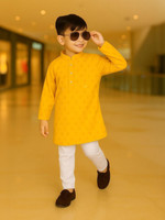 PN fashion Boys Festive & Party Kurta and Pyjama Set(Yellow Pack of 1)
