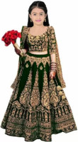 The Fashion Prime Girls Lehenga Choli Ethnic Wear Embroidered Lehenga, Choli and Dupatta Set(Green, Pack of 1)