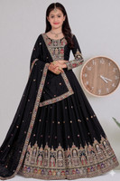 SDMI FASHION Girls Lehenga Choli Party Wear Embroidered Lehenga, Choli and Dupatta Set(Black, Pack of 1)