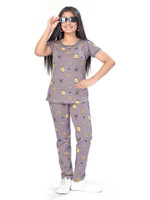 Blackballe Kids Nightwear Girls Printed Cotton(Grey Pack of 1)