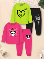 Trampoline Kids Nightwear Girls Printed Cotton Blend(Multicolor Pack of 2)