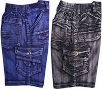 SHREESALES Short For Boys & Girls Party Solid Denim(Multicolor, Pack of 2)