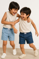 TALES & STORIES Short For Boys Casual Solid Pure Cotton(Blue, Pack of 2)