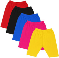 fasla Short For Girls Sports Solid Cotton Linen(Multicolor, Pack of 5)