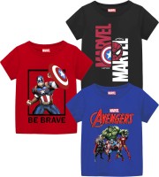 MARVEL BY MISS & CHIEF Boys Printed Cotton Blend T Shirt(Multicolor, Pack of 3)