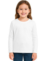 doodleberry Girls Solid Cotton Blend Regular T Shirt(White, Pack of 1)
