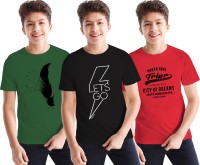 TRIPR Boys Typography Cotton Blend T Shirt(Multicolor, Pack of 3)