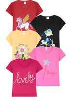 FAZZA Girls Graphic Print Pure Cotton Regular T Shirt(Multicolor, Pack of 5)