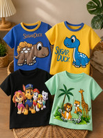 PICK2FIT Baby Boys & Baby Girls Graphic Print Cotton Blend Regular T Shirt(Multicolor, Pack of 4)