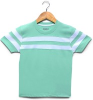 Billion Boys Striped Pure Cotton T Shirt(Light Green, Pack of 1)