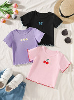 Tiny Threads Girls Casual Cotton Blend Top(Multicolor, Pack of 3)