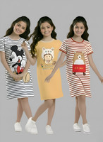 VP TEXX Girls Casual Cotton Blend A-line Top(Multicolor, Pack of 3)