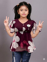 mkgarments Girls Casual Chiffon Top(Maroon, Pack of 1)