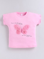Ginie Girls Casual Pure Cotton Top(Pink, Pack of 1)