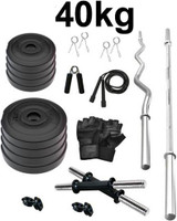 L'AVENIR 40 kg Fitness 40KG PVC Plates Dumbbell Set + FITNESS ACCESSORIES Home Gym Combo