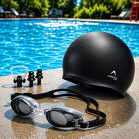 ArrowMax (silicone cap/Goggle/Earplugs/Noseplug) Black Swimming Kit