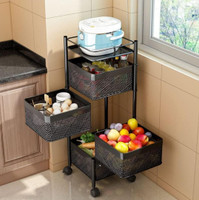 ADMIN INDUSTRIES Fruits/Vegetables Kitchen Rack Steel Kitchen Rack Square Design for Fruits & Vegetable Trolley with Wheels