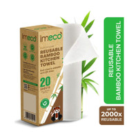 IMECO Reusable Bamboo Kitchen Towel, Last upto 2000 Uses, 100% Natural & Eco-Friendly(1 Ply, 20 Sheets)