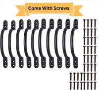 Screwtight D handle Cast Iron Door Handle(Black Pack of 10)