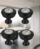 Ak industr Crystal Cabinet Knob black Finish Drawer Handle for Wardrobe Pull Handle Pack 4 Brass Cabinet/Drawer Handle(Black Pack of 4)