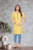 jmm Women Colorblock A-line Kurta(Yellow)