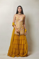 Pushti Creation Women Embroidered Straight Kurta(Yellow)