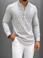 VLS Collection Men Floral Print Asymmetric Kurta(Grey)