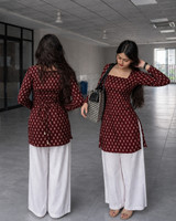 Chhapainama fashion Women Printed Straight Kurta(Maroon)