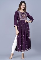 Saabhi Women Printed Ethnic Dress Kurta(Purple)