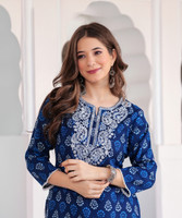 KJFAB Women Printed Straight Kurta(Multicolor)