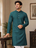 VeBNoR Men Self Design Straight Kurta(Dark Green)