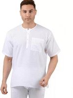 Fashtastic Men Solid Straight Kurta(White)