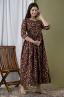 K Nahar Women A-line Maroon Midi/Calf Length Dress