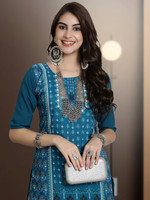 EthnicBasket Women Printed Straight Kurta(Purple)