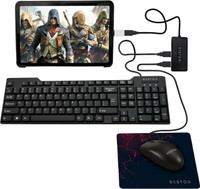 Bestor Set of 5 Combo,USB Wired Keyboard,Wire Mouse,Mouse Pad,typeC converter,4port HUB Combo Set(Black)