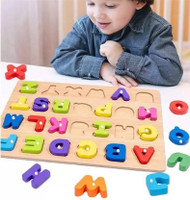 Toys R Us Universe of Imagination Wooden Capital Alphabets Learning Educational Board Set For Kids(Multicolor)