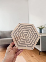 HPHCRAFTT Wooden Hexagon Maze Puzzle Learning Game Steel Ball Indoor Toy for Children(Multicolor)