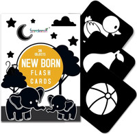 gurukanth Flash Cards for New Born Children Infant| High Contrast Flash cards -36 Objects(Black)