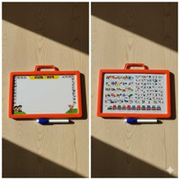 drawingboard Square Shape Kids Write and Wipe Learning Board with Marker & Duster(Orange)
