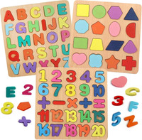WEDELIGHT Wooden Alphabet, Number, Shapes Learning Educational Puzzle ABCD Toys for Kids(Multicolor)