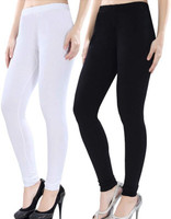 FIT FLICK Churidar Length Ethnic Wear Legging(White, Black, Solid)